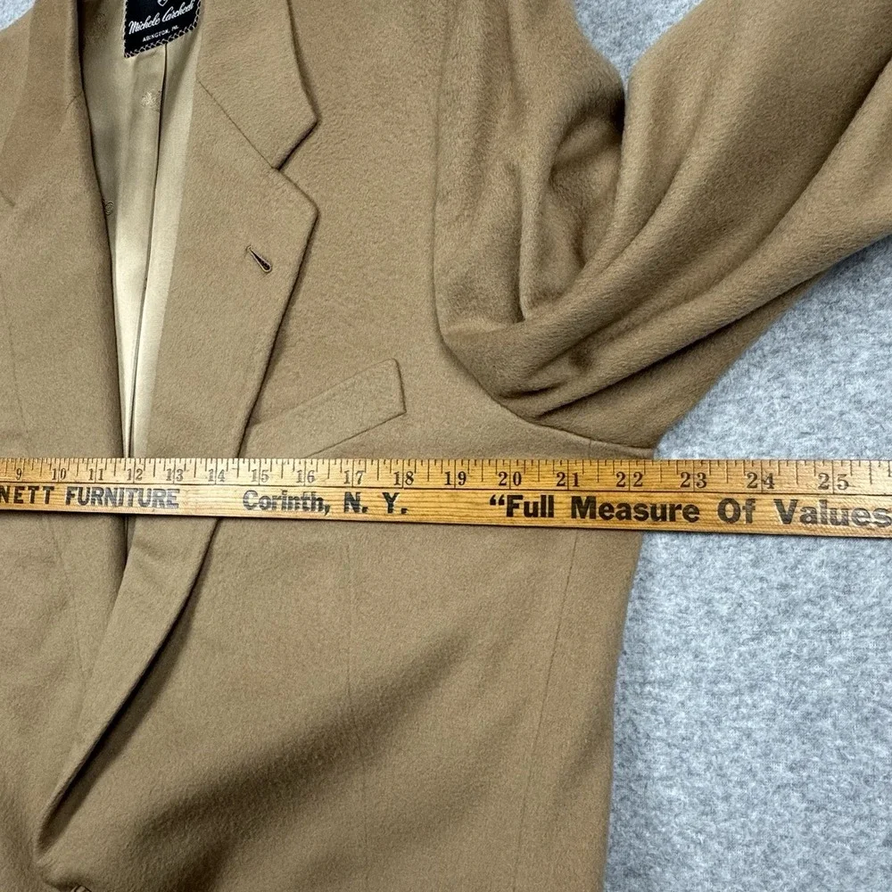 VTG Michele Carchedi Sport Coat 42R Beige Camel Blazer Horn Buttons Bespoke 90's